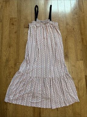 LOFT Pink Chevron Maxi Dress with Black Straps